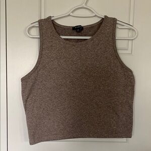 Zobha Brown Sleeveless Crop Tank Top
